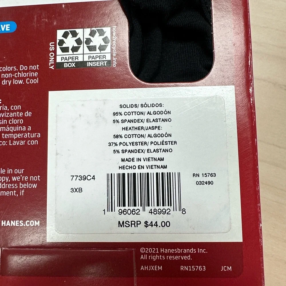 NWT 4PK Hanes Big Man Boxer Briefs 3XB